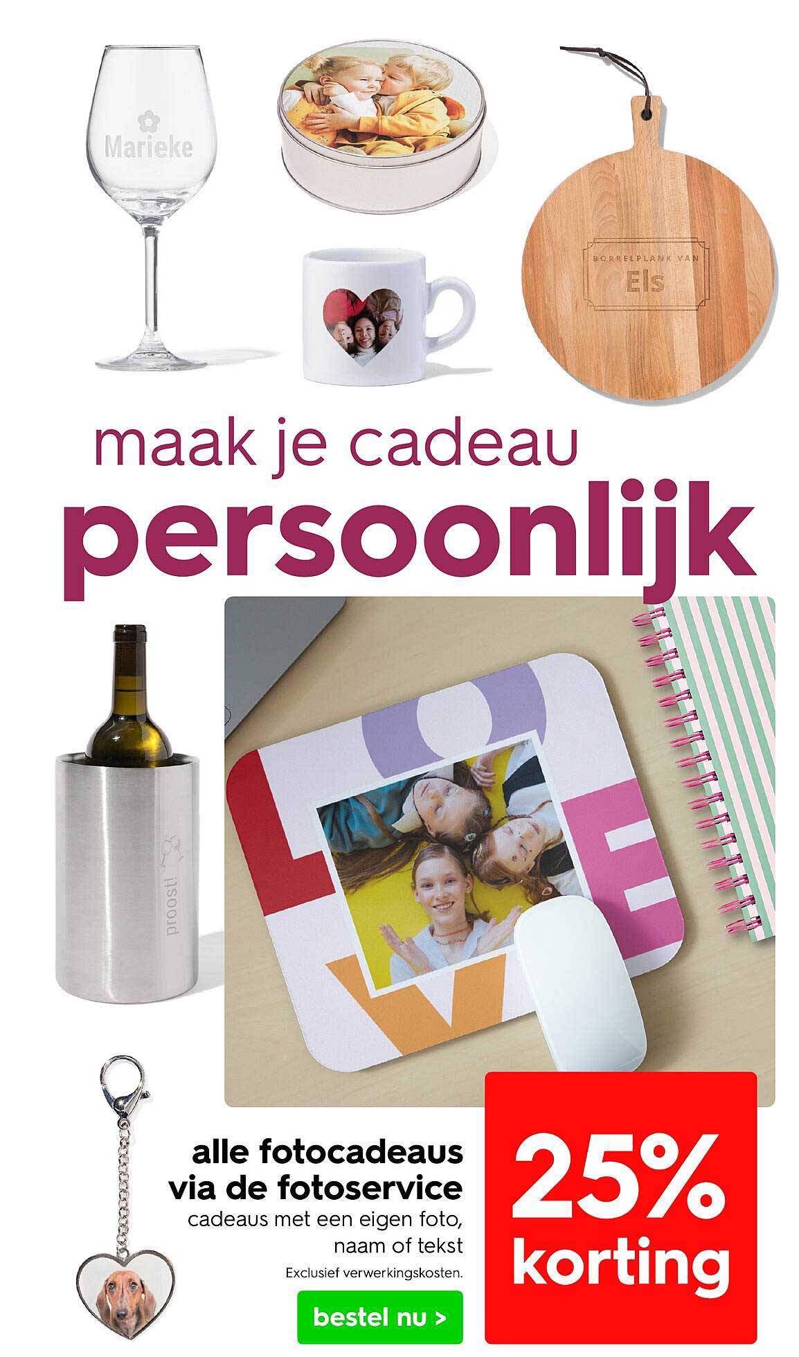 25% korting op alle fotocadeaus via de fotoservice
