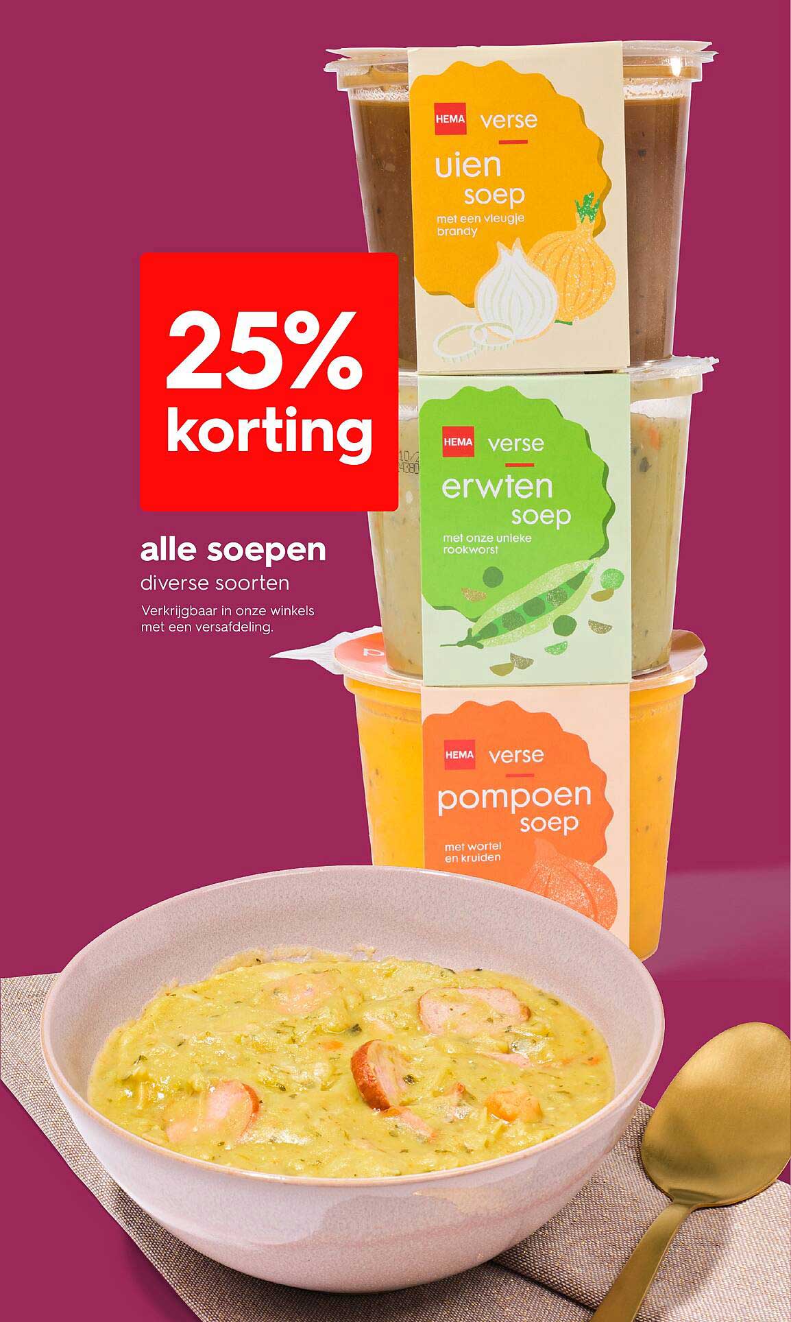 25% korting op alle soepen