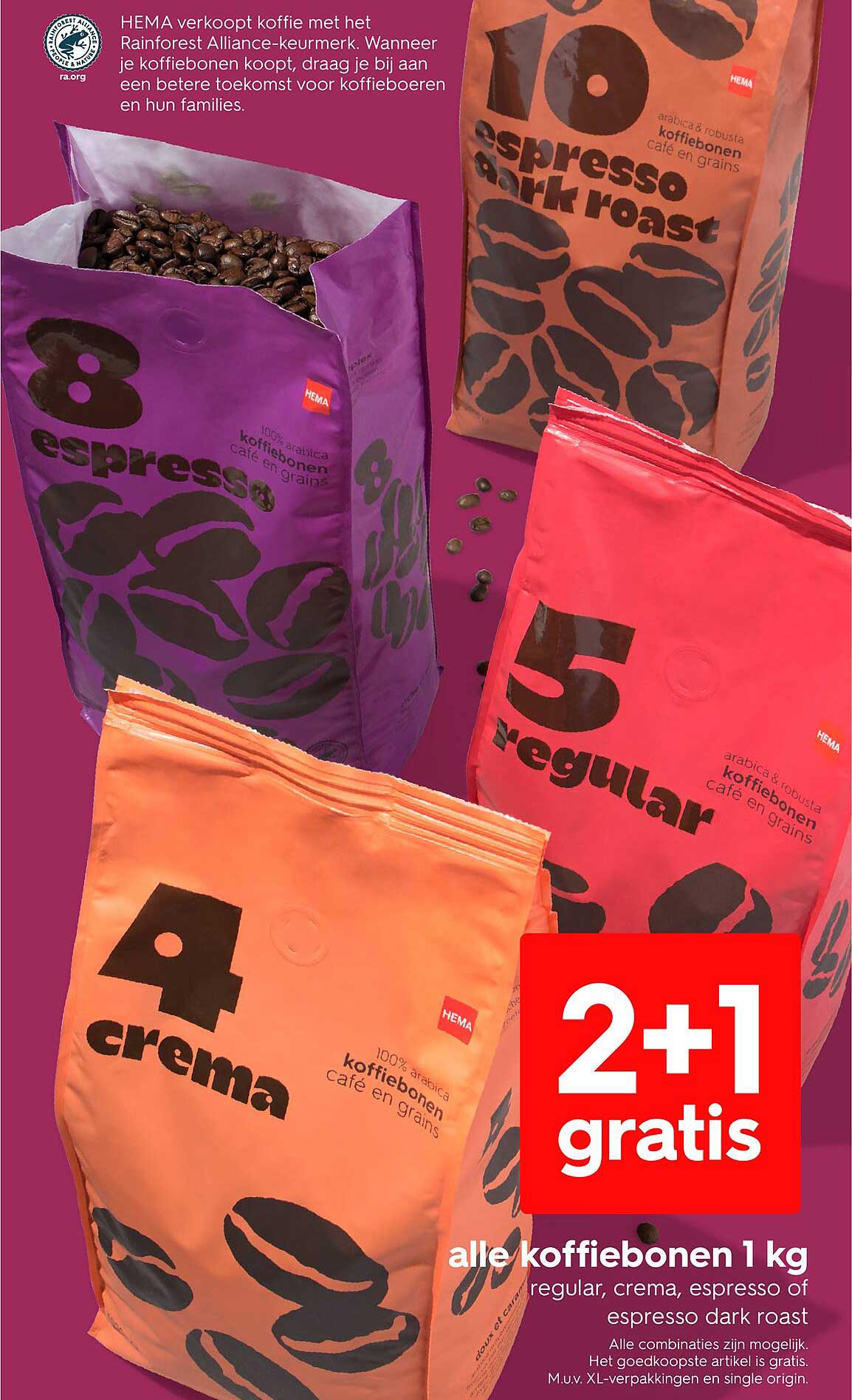 alle koffiebonen 1 kg - 2+1 gratis