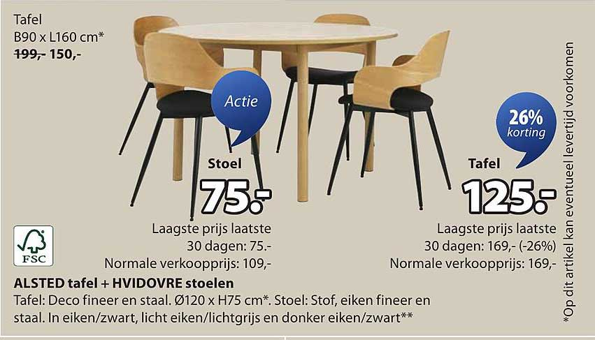 ALSTED tafel + HIVDOVRE stoelen