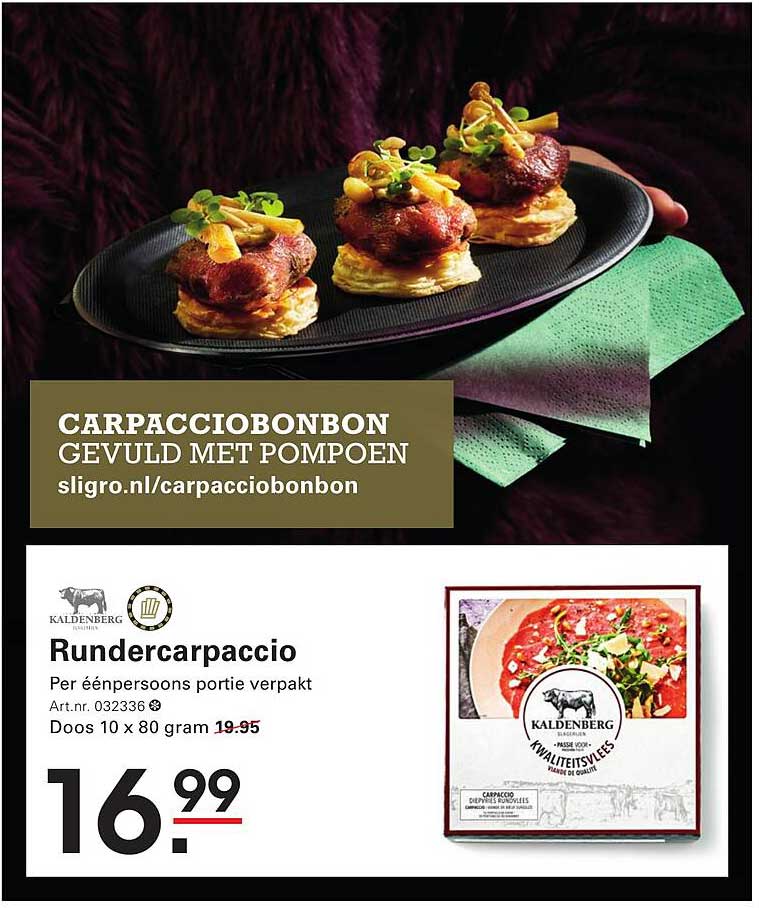Carpacciobonbon gevuld met pompoen