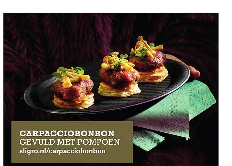CARPACCIOBONBON GEVULD MET POMPOEN