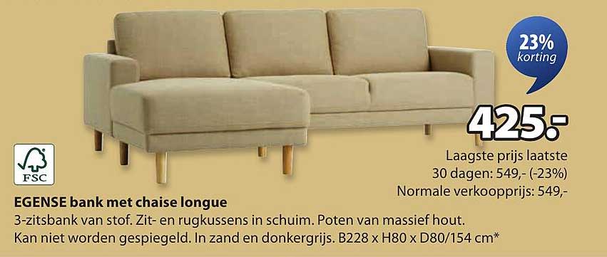EGENSE bank met chaise longue