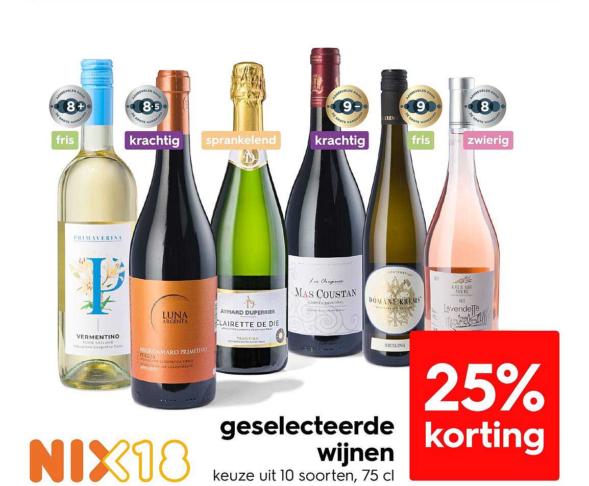 geselecteerde wijnen 25% korting