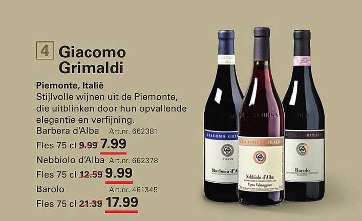 Giacomo Grimaldi: Barbera d'Alba 75 cl voor €7,99