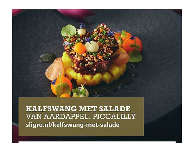 KALFSWANG MET SALADE VAN AARDAPPEL, PICCALILLY