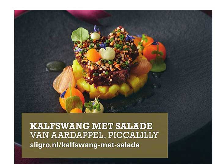 KALFSWANG MET SALADE VAN AARDAPPEL, PICCALILLY