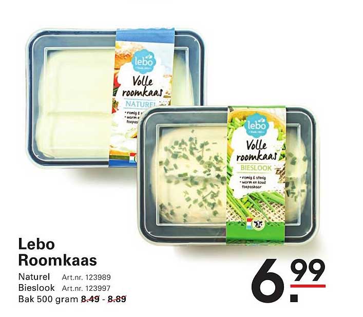 Lebo Roomkaas 500 gram voor slechts 6,99