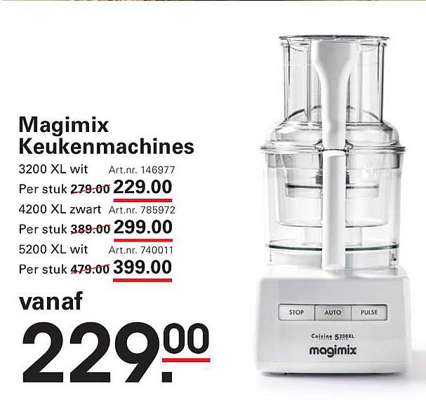 Magimix Keukenmachines 3200 XL wit, 4200 XL zwart, 5200 XL wit