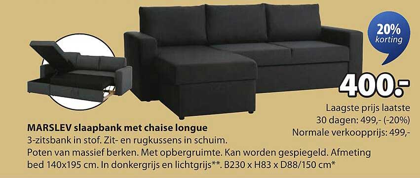 MARSLEV slaapbank met chaise longue