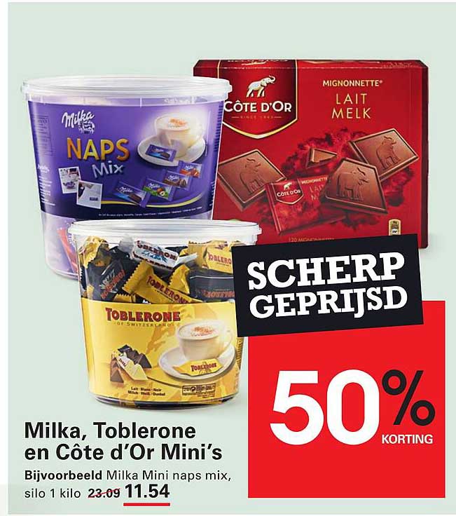 Milka, Toblerone en Côte d’Or Mini’s