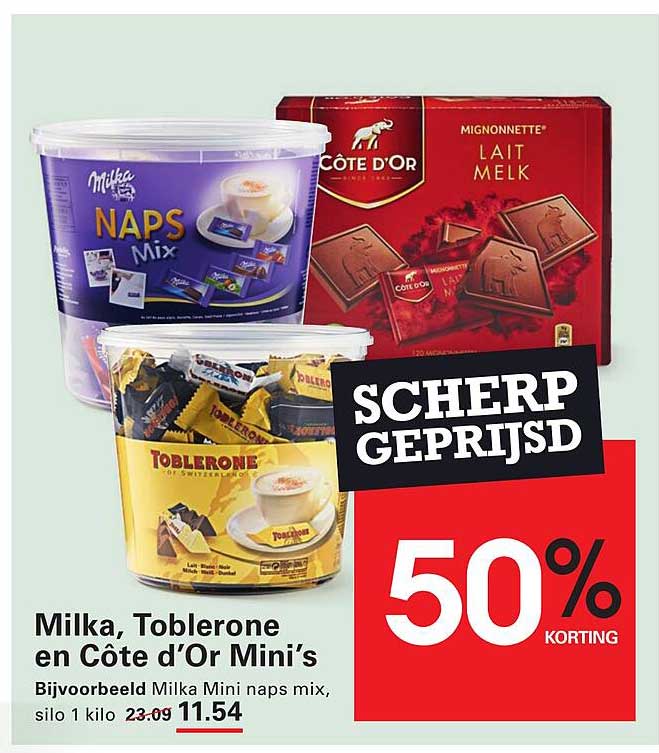Milka, Toblerone en Côte d'Or Mini’s