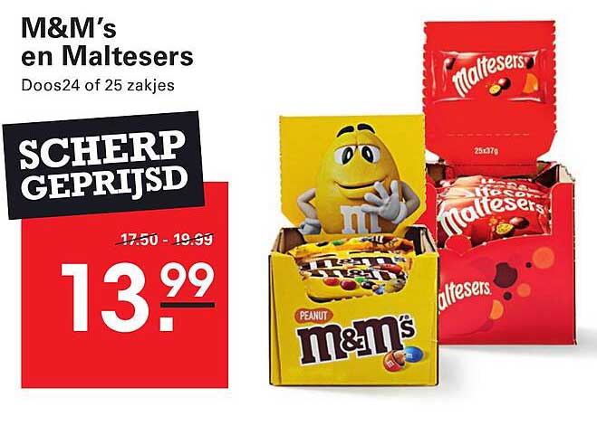 M&M’s en Maltesers Doos24 of 25 zakjes