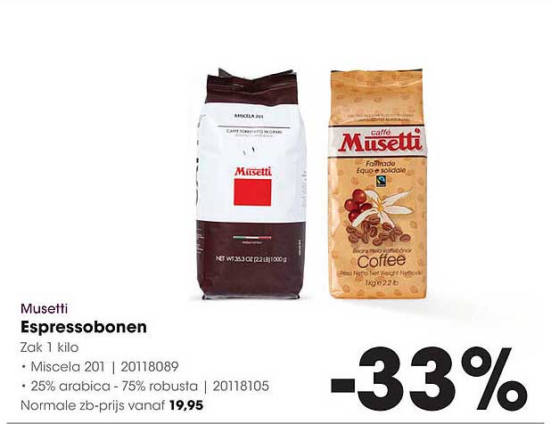 Musetti Espressobonen Zak 1 kilo