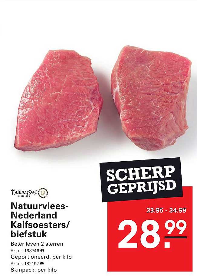Natuurvlees-Nederland Kalfoesters/biefstuk