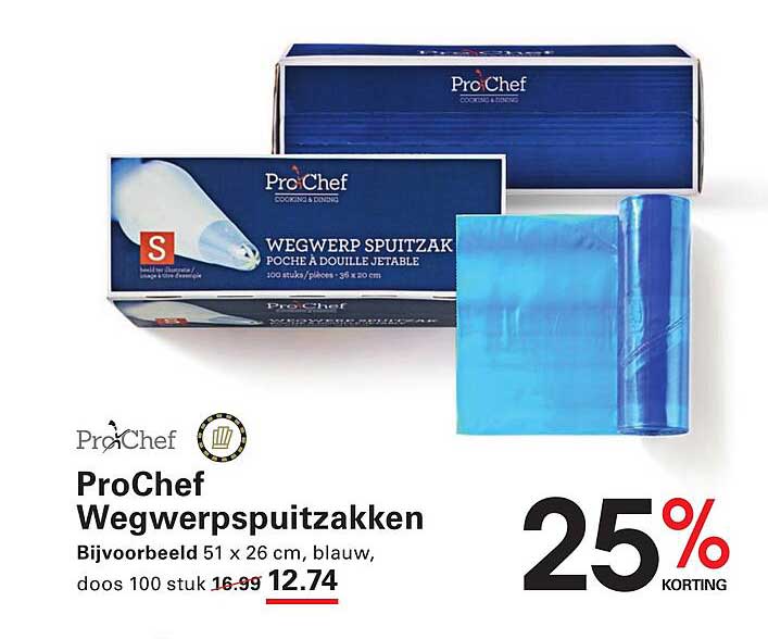 ProChef Wegwerp spuitzakken 51 x 26 cm, blauw, doos 100 stuk