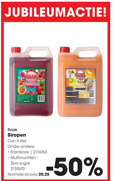 Raak Siropen Can 5 liter