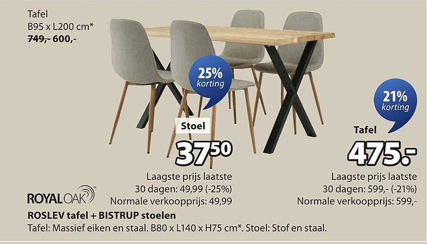 ROSLEV tafel + BISTRUP stoelen