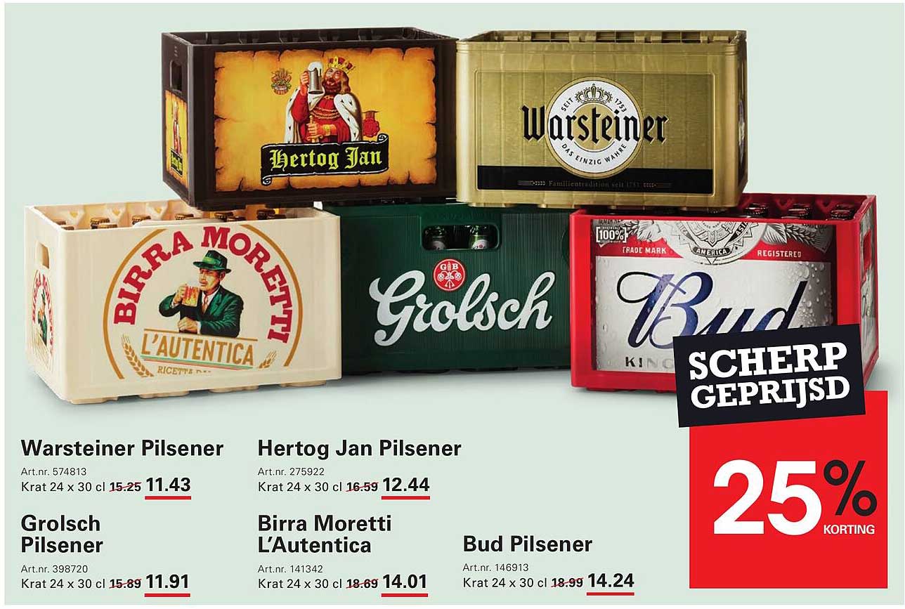 Scherp Geprijsd: 25% korting op geselecteerde bieren