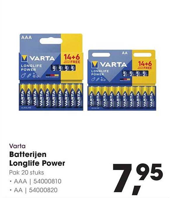 Varta Batterijen Longlife Power Pak 20 stuks