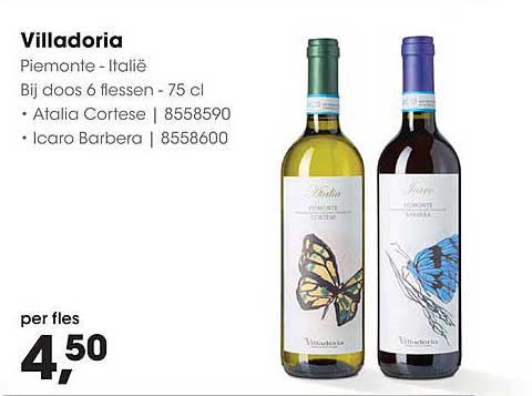 Villadoria Piemonte - Italië Bij doos 6 flessen - 75 cl
