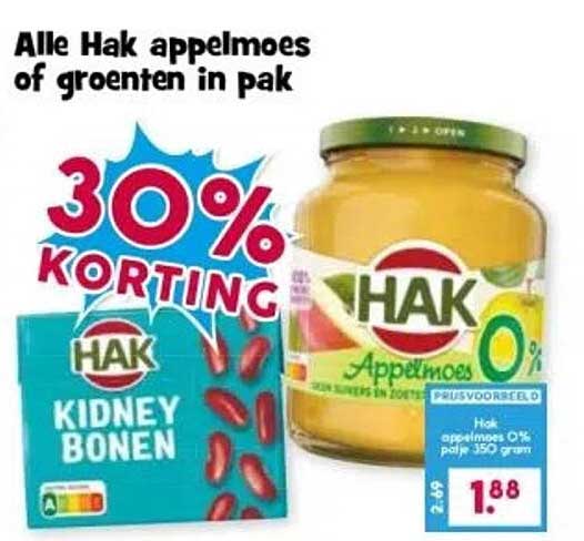 Alle Hak appelmoes of groenten in pak