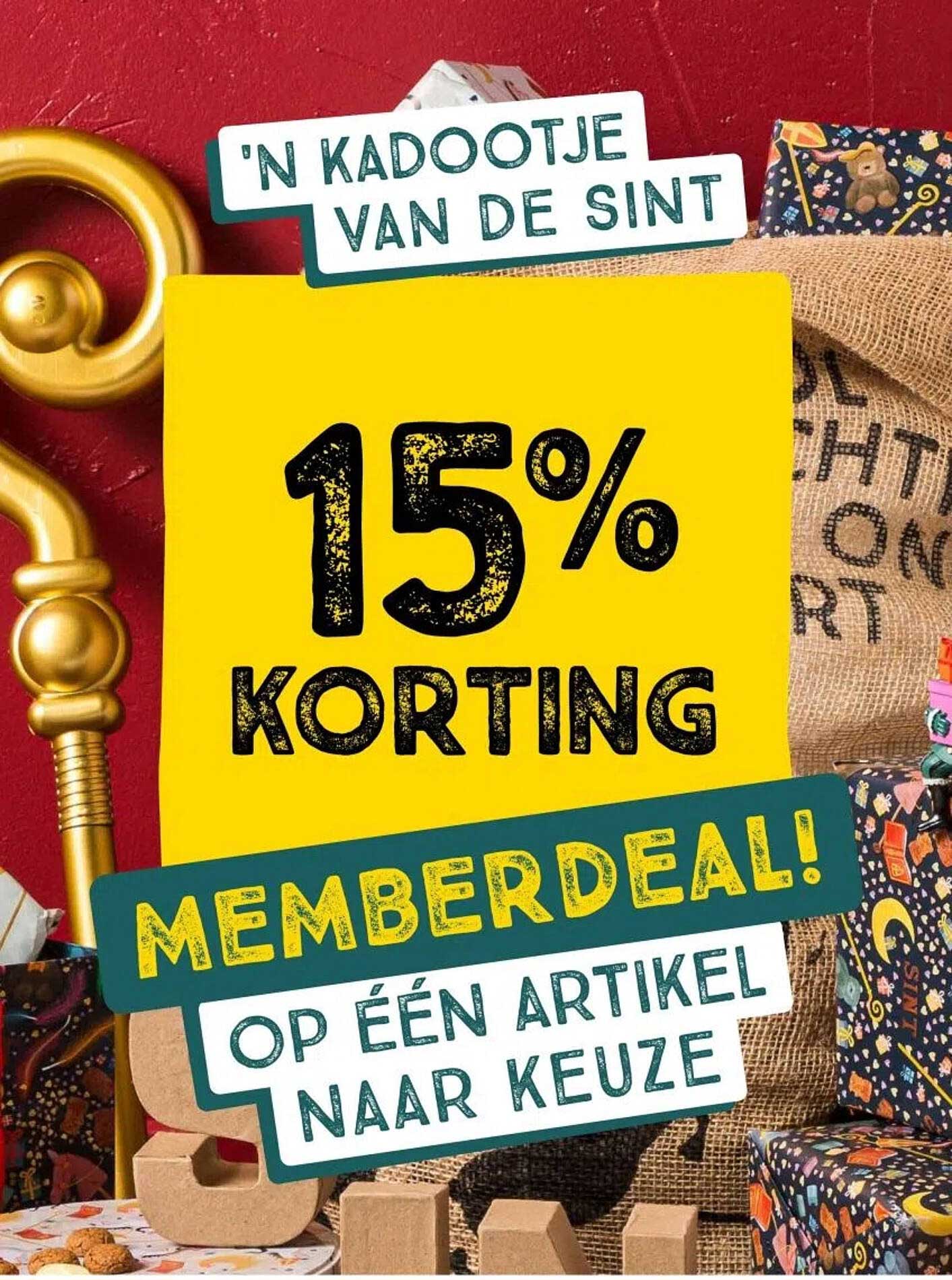 15% KORTING MEMBERDEAL! OP ÉÉN ARTIKEL NAAR KEUZE