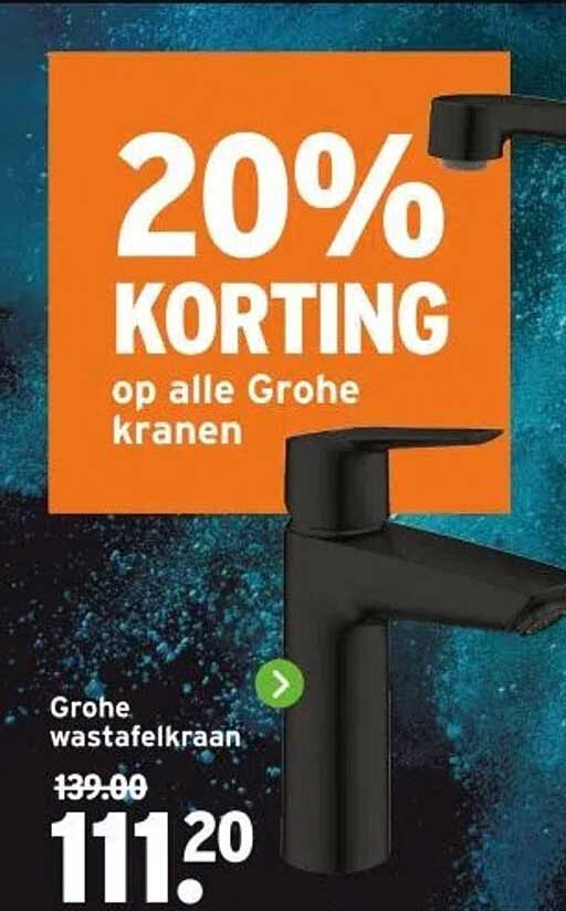 20% KORTING op alle Grohe kranen