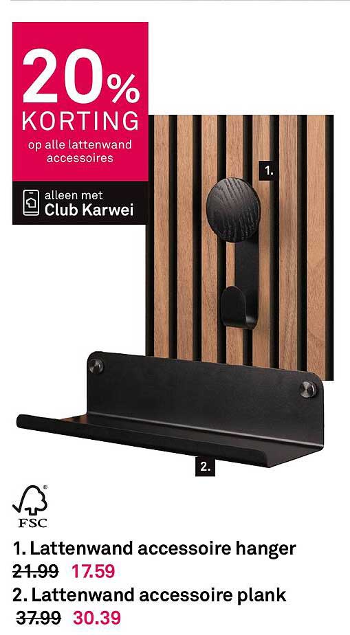 20% KORTING op alle lattenwand accessoires
