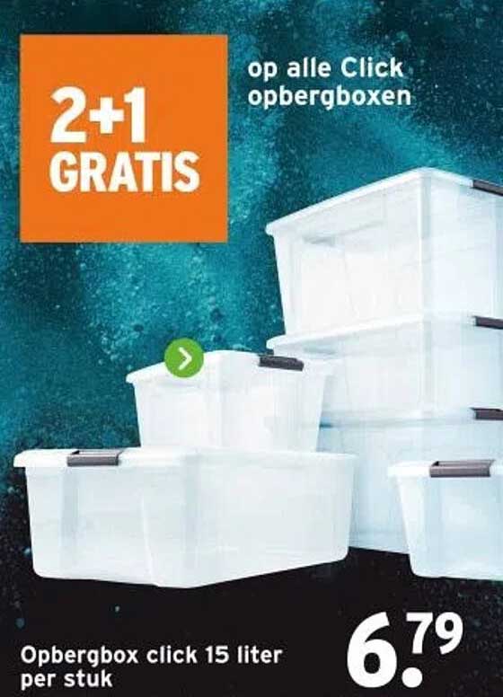 2+1 GRATIS op alle Click opbergb oxen