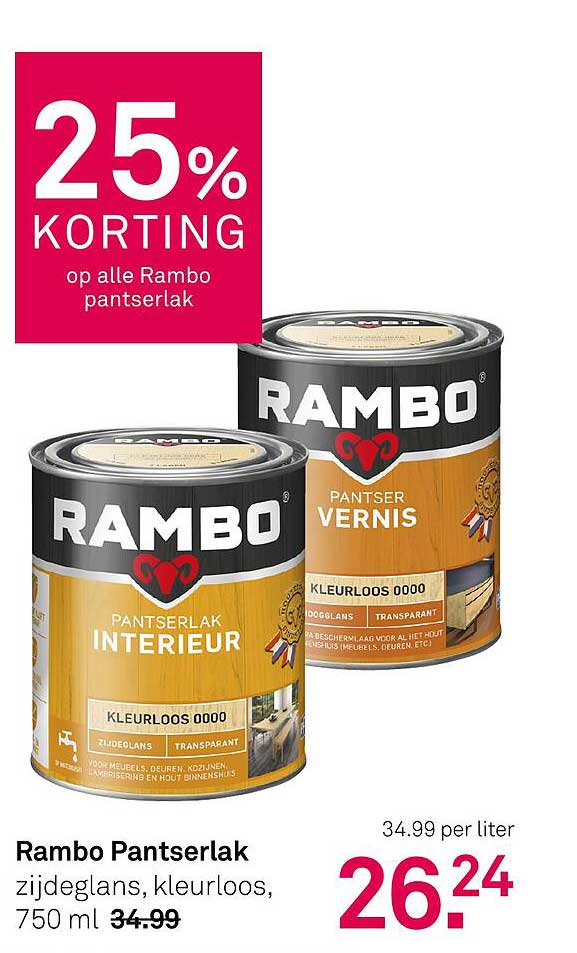 25% KORTING op alle Rambo panserlak