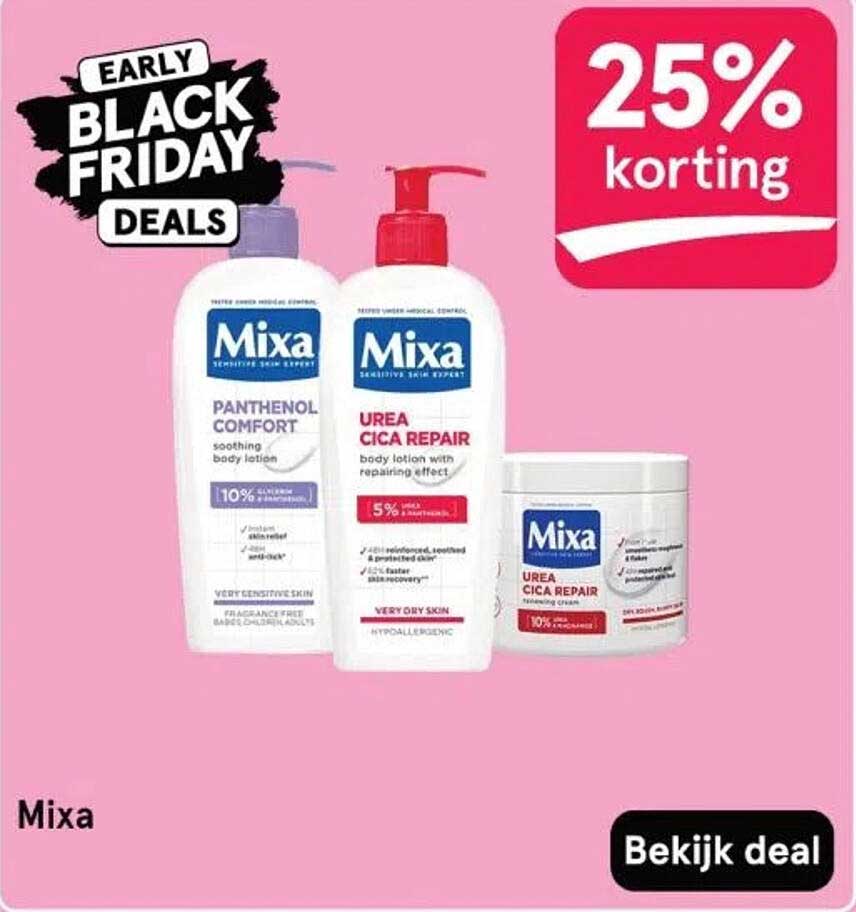 25% korting op Mixa producten
