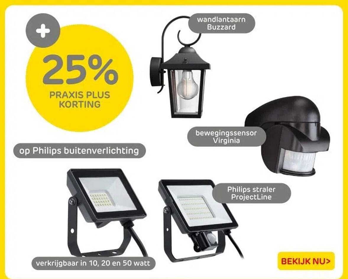 25% PRAKIS PLUS KORTING op Philips buitenverlichting
