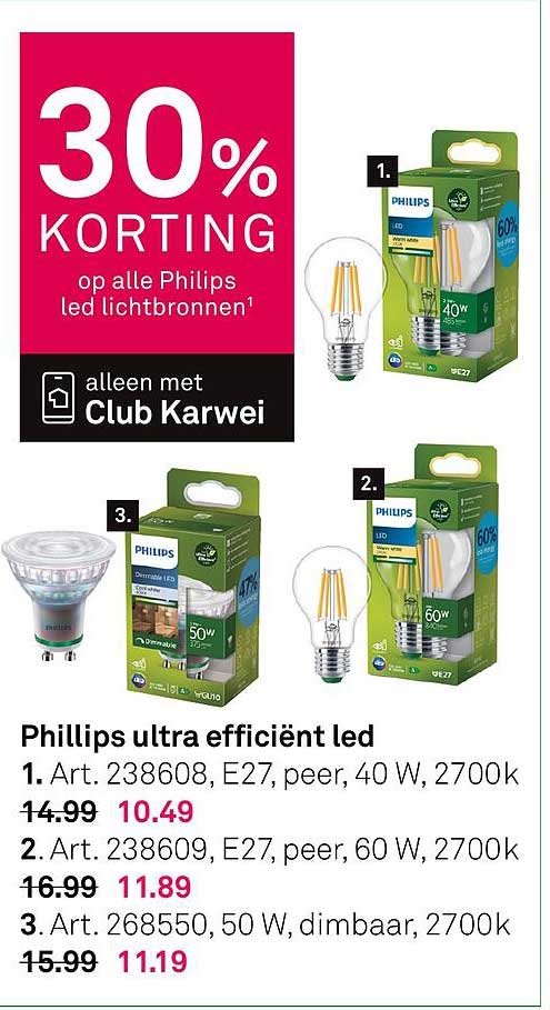 30% KORTING op alle Philips led lichtbronnen
