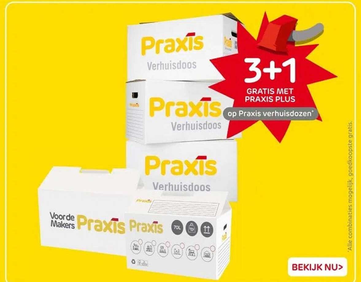 3+1 GRATIS MET PRAXIS PLUS op Praxis verhuisdozen