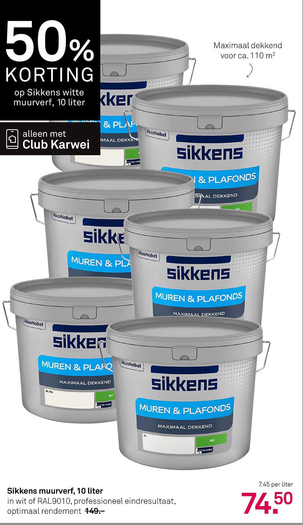 50% KORTING op Sikkens witte muurverf, 10 liter