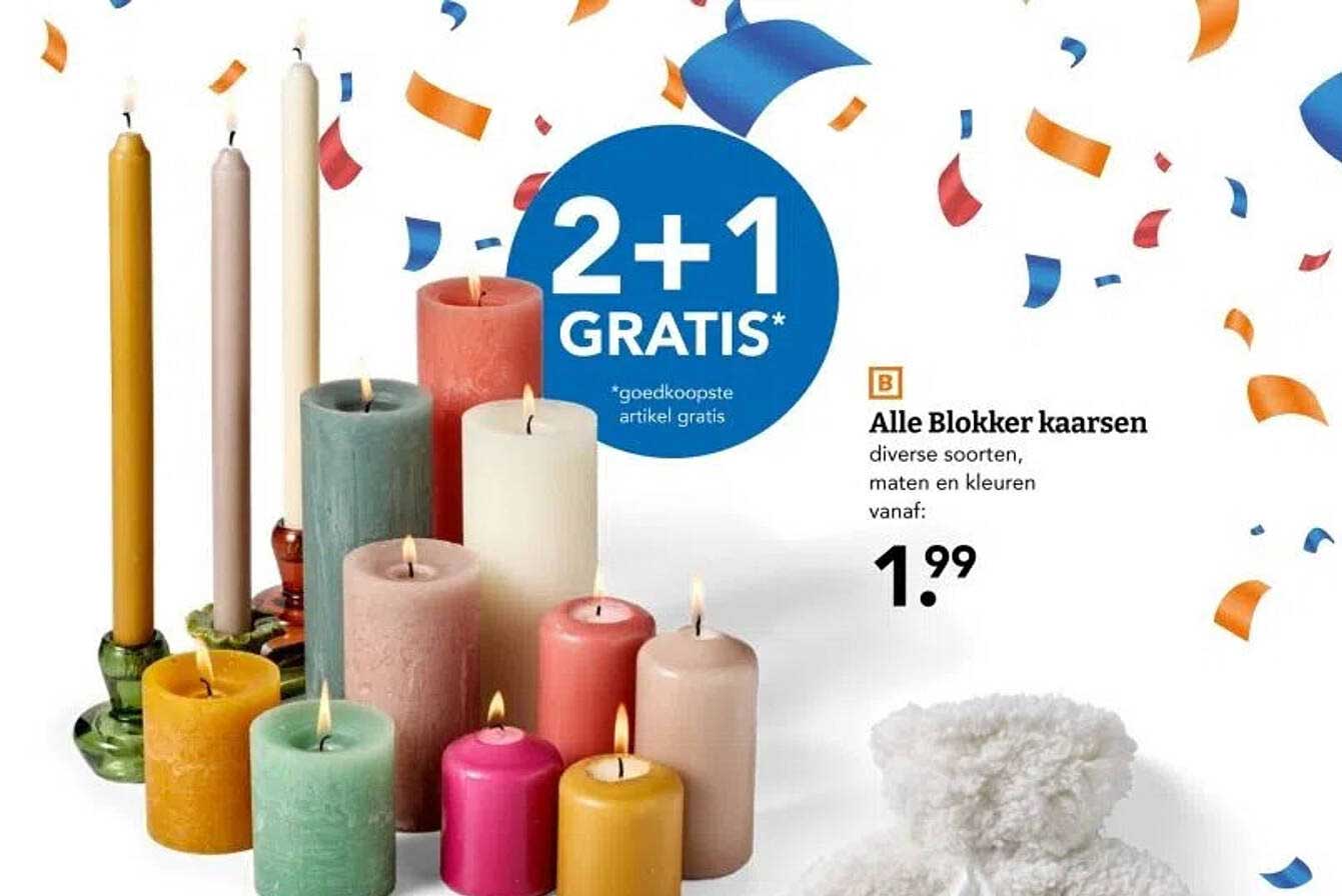 Alle Blokker kaarsen diverse soorten, maten en kleuren vanaf: