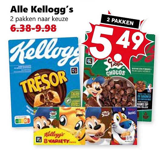 Alle Kellogg's 2 pakken naar keuze