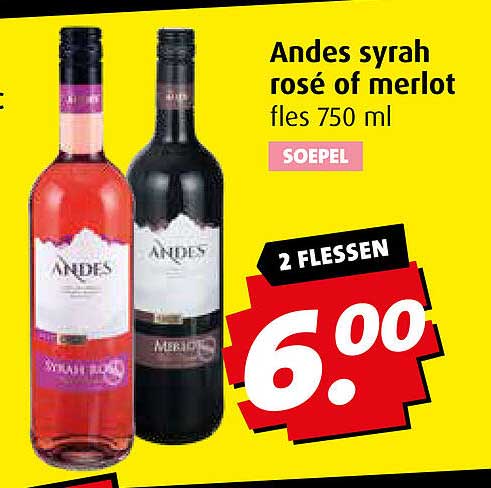 Andes syrah rosé of merlot fles 750 ml