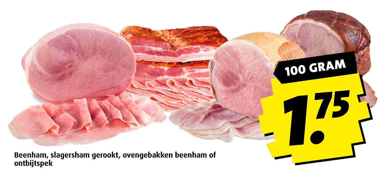 Beenham, slagersham gerookt, ovengebakken beenham of ontbijtspek