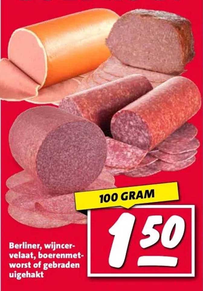 Berliner, wijncervelaat, boerenmetworst of gebraden uigehakt