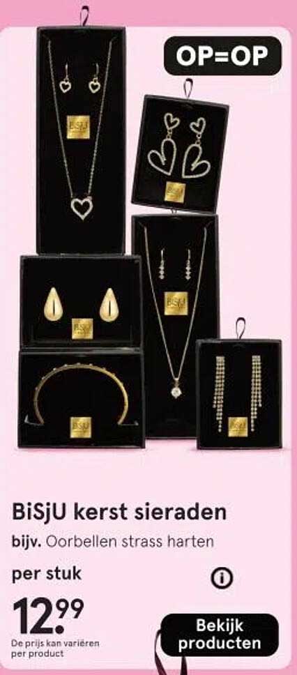 BiSjU kerst sieraden bijv. Oorbellen strass harten