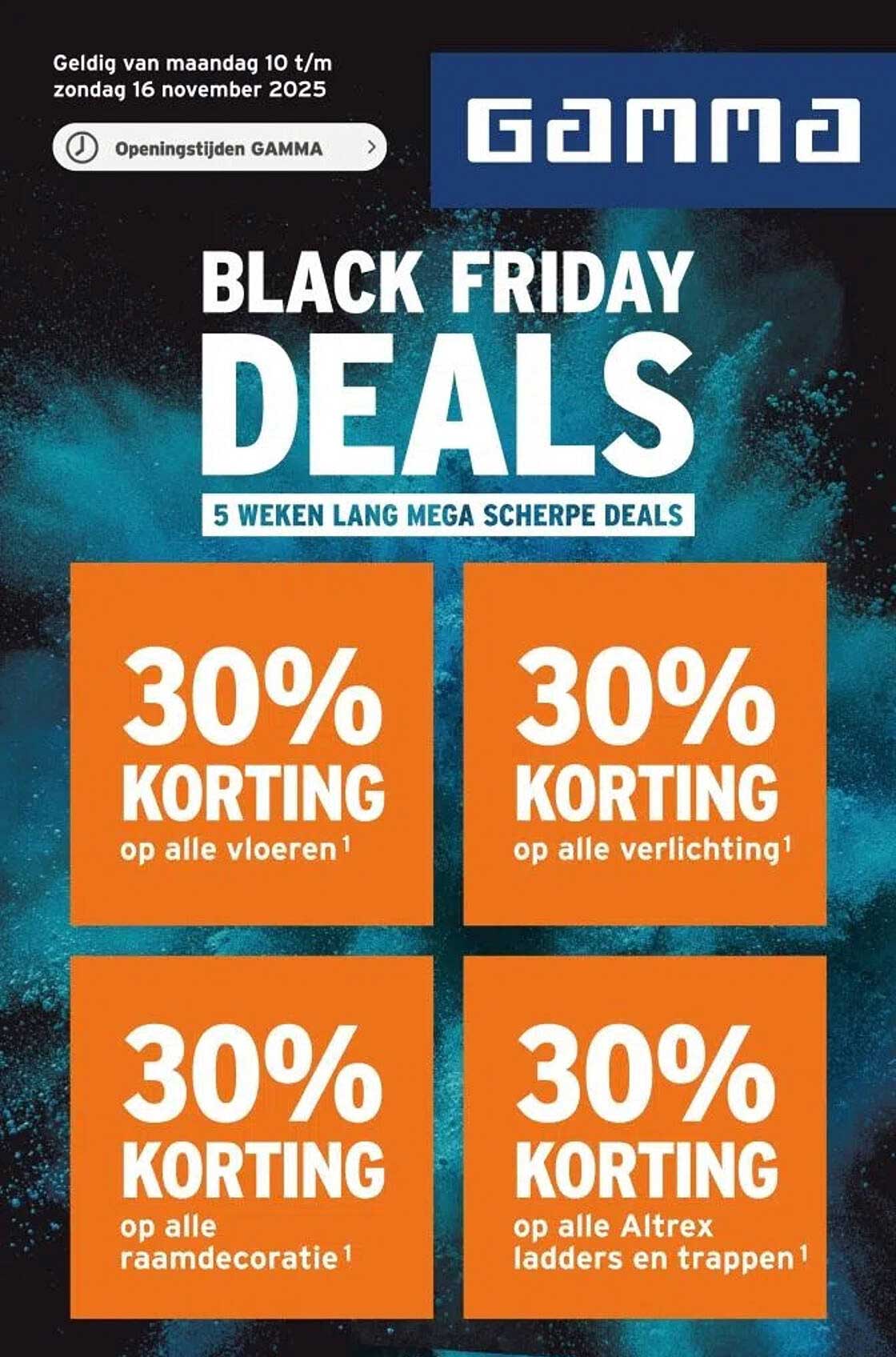 BLACK FRIDAY DEALS - 30% KORTING op alle vloeren, verlichting, raamdecoratie, en Altrex ladders en trappen