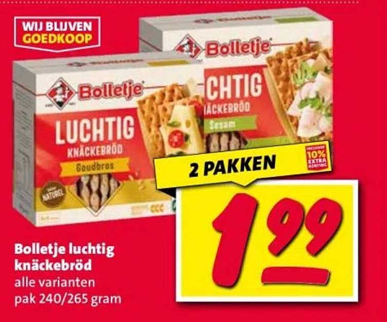 Bolletje luchtig knäckebröd alle varianten pak 240/265 gram
