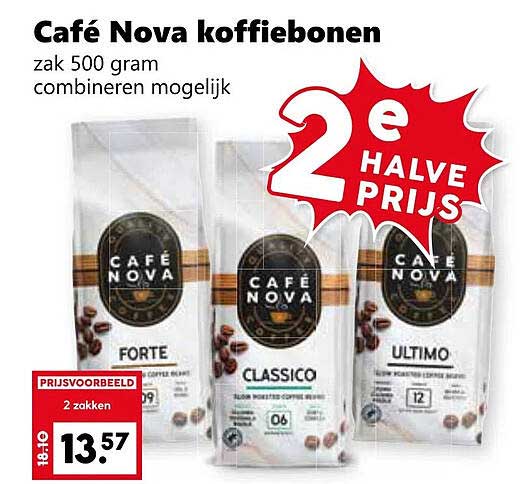 Café Nova koffiebonen zak 500 gram combineren mogelijk