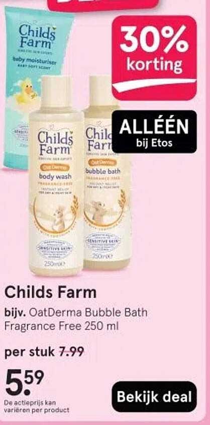 Childs Farm bijv. OatDerma Bubble Bath Fragrance Free 250 ml
