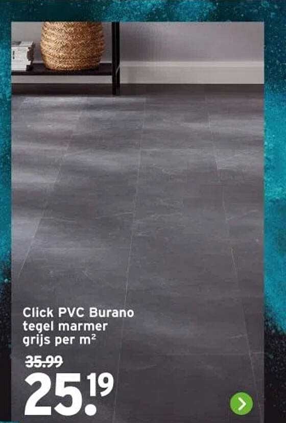 Click PVC Burano tegel marmer grijs per m²