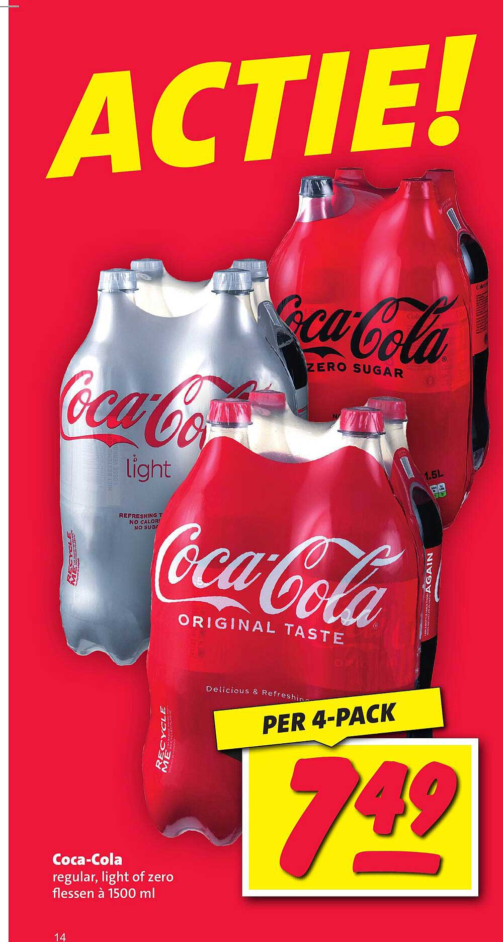 Coca-Cola regular, light of zero flessen à 1500 ml