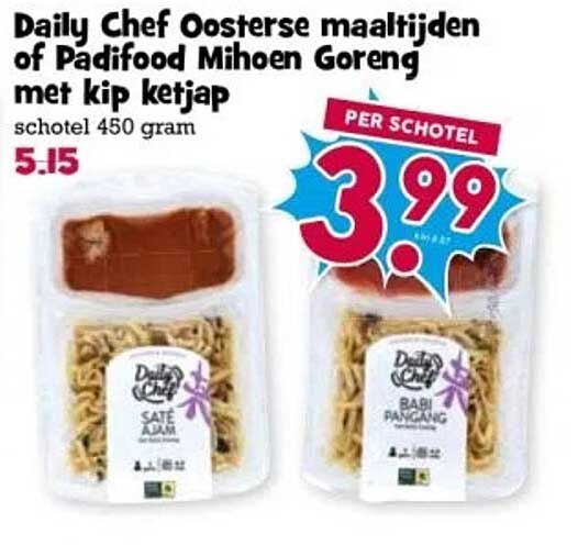 Daily Chef Oosterse maaltijden of Padifood Mihoen Goreng met kip ketjap
