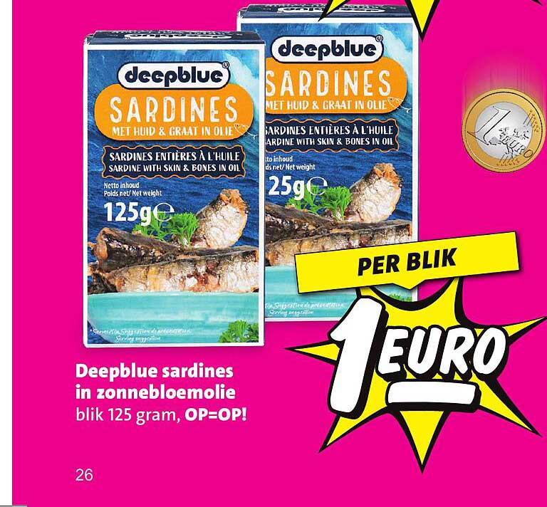Deepblue sardines in zonnebloemolie blik 125 gram, OP=OP!